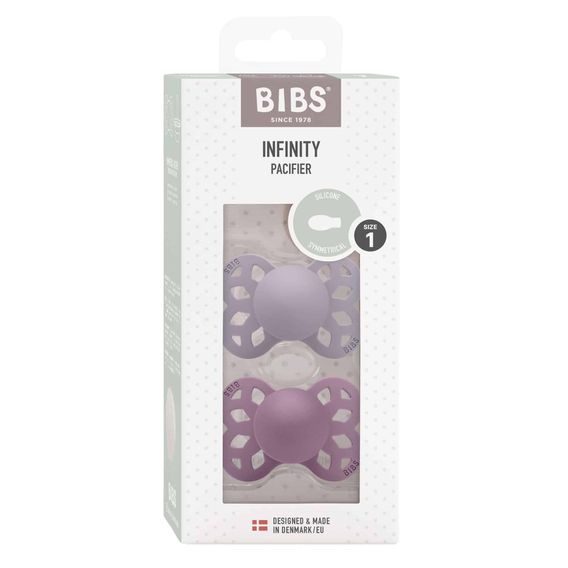 BIBS Infinity Dudlíky silikon symetrické 6m+ 2ks Blossom/Dusky Lilac