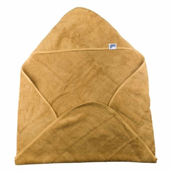 Kikko BIO bavlněná froté osuška s kapucí XKKO Organic 90x90cm HONEY MUSTARD