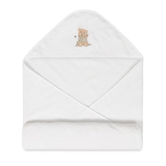 BabyMatex Osuška s kapucí 100x100cm Maxi MEDVÍDEK BÍLÁ