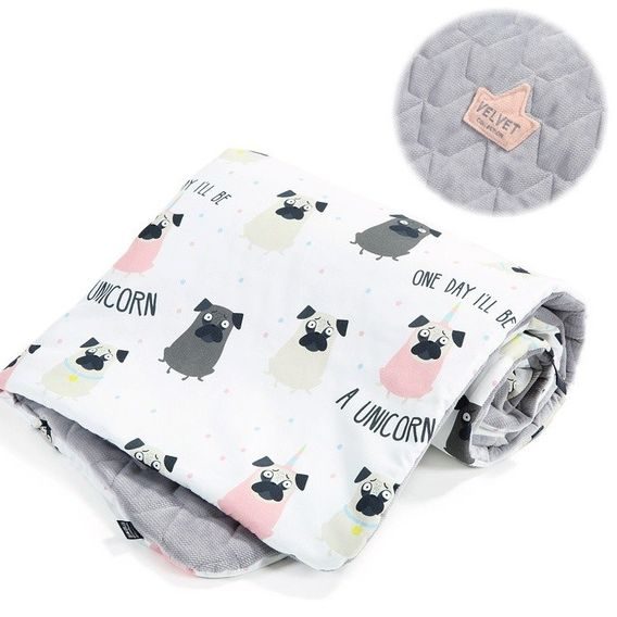 La Millou Luxusní dětská deka Velvet-Cotton s výplní vel.L, DOGGY UNICORN - DARK GREY