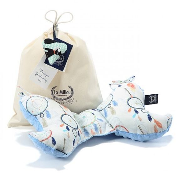 La Millou Luxusní polštářek Angel´s Wings VELVET-COTTON, ARCTIC BEAR FAMILY - DENIM