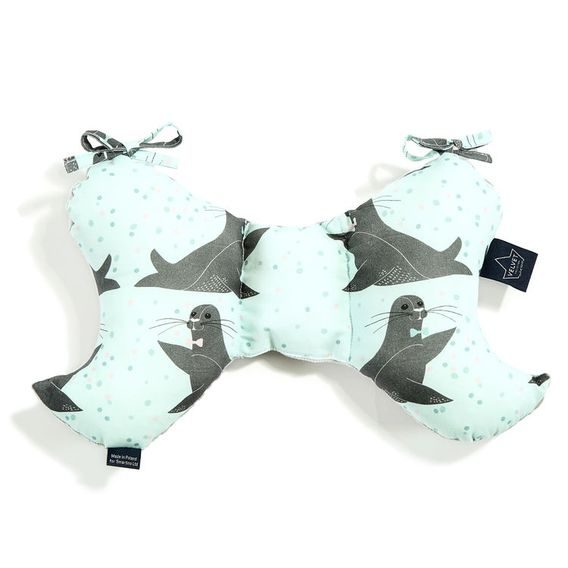 La Millou Luxusní polštářek Angel´s Wings VELVET-COTTON, ICY SEAL BLUE - DARK GREY