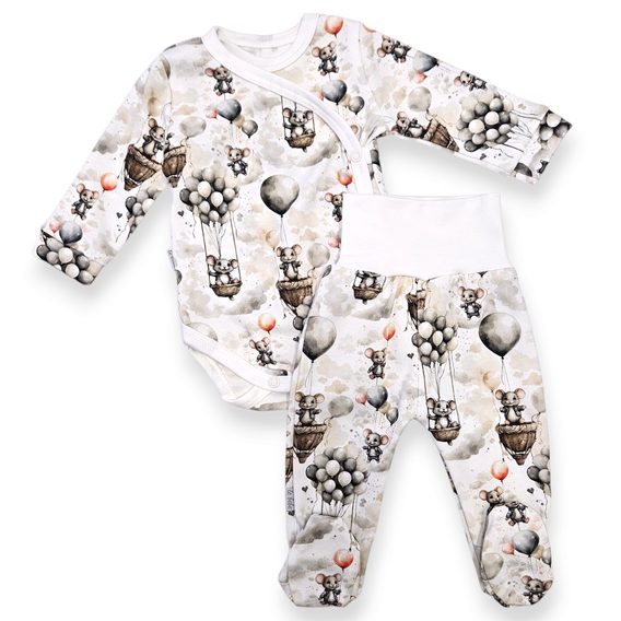 Le Bebe Souprava body + polodupačky Myška v oblacích