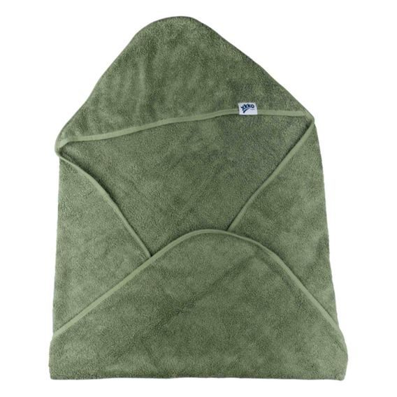Kikko BIO bavlněná froté osuška s kapucí XKKO Organic 90x90cm GRANITE GREEN