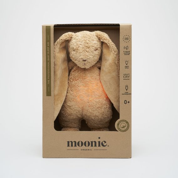 MOONIE Usínáček zajíček 2.0 Organic CAPPUCCINO NATUR