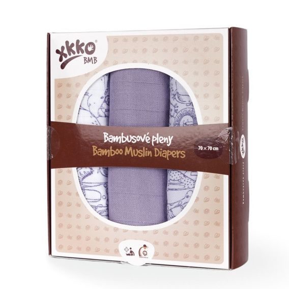 Kikko Bambusové pleny XKKO®BMB 70x70cm Safari LAVENDER AURA MIX