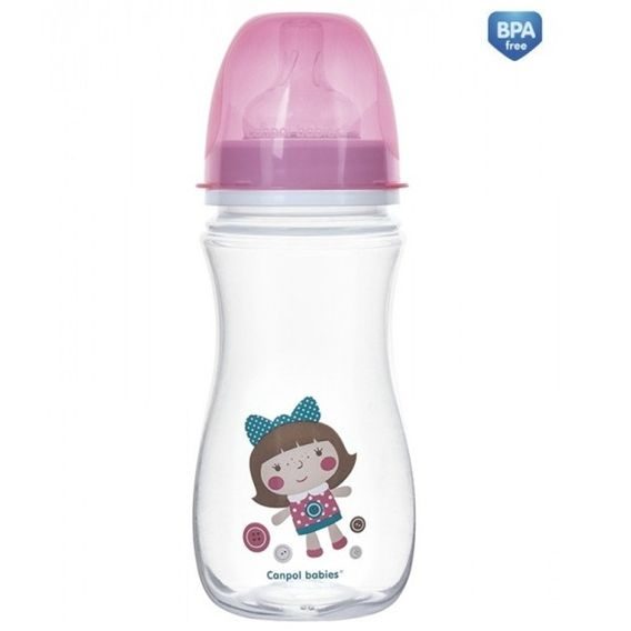 Canpol babies Kojenecká láhev EasyStart TOYS 300ml - RŮŽOVÁ