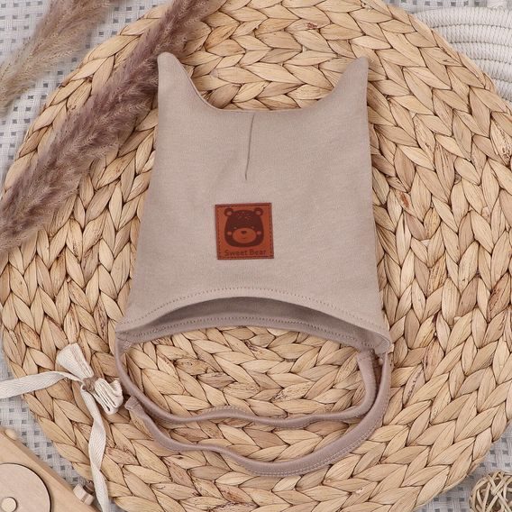 NINI Čepička zavazovací Méďa Pilot SVĚTLE HNĚDÁ