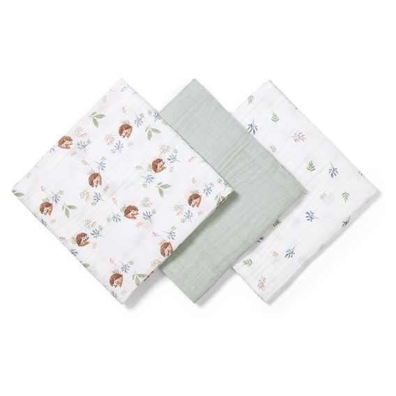BabyOno Bavlněné pleny 3ks MINT Hedgehog