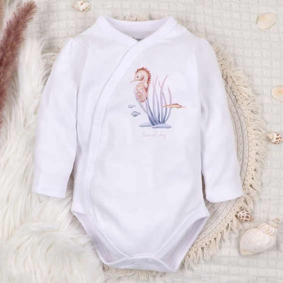 NINI Zavinovací body dlouhý rukáv Ocean Girl BÍLÉ