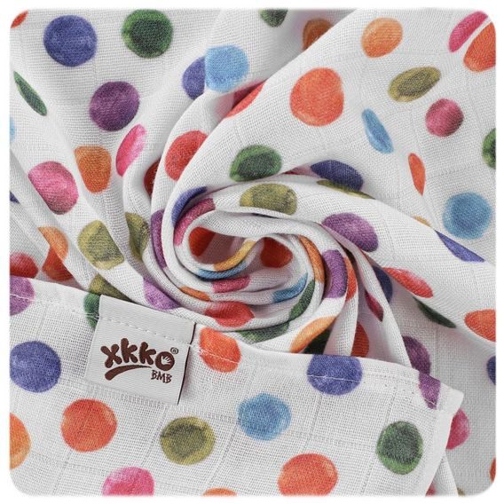 Kikko Bambusové pleny XKKO®BMB 70x70cm Digi WATERCOLOUR POLKA DOTS MIX 3ks