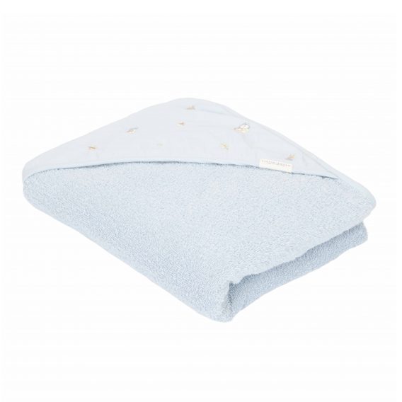 Little Dutch Froté osuška s kapucí organic Forest Friends Blue (75x75cm)