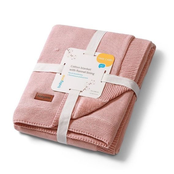 BabyOno Pletená dětská deka s plyšovou podšívkou RŮŽOVÁ