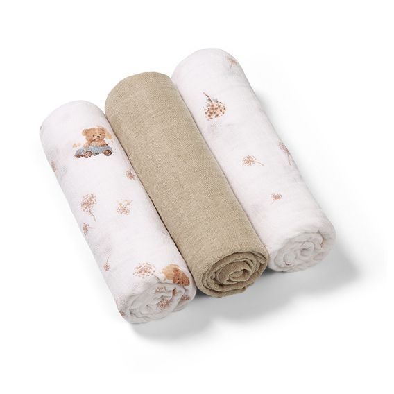 BabyOno Bavlněné pleny 3ks BÉŽOVÁ Teddy