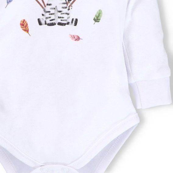 NINI Body dlouhý rukáv Zebra BÍLÉ
