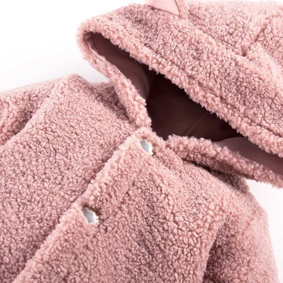 Eevi Chlupatá mikina s kapucí Hearts&Bears RŮŽOVÁ