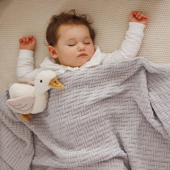 BabyOno Pletená dětská deka bavlněná ŠEDÁ