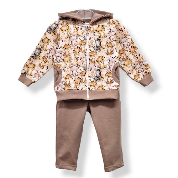 Le Bebe Mikina s oušky + tepláčky Safari zvířátka