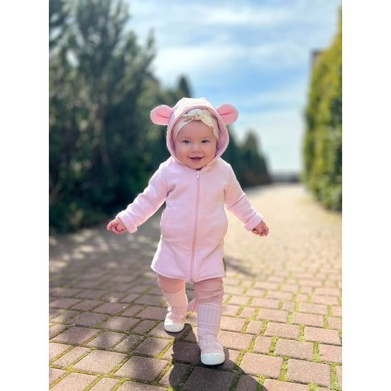 Bunnykids Mikino-kabátek Medvídek SVĚTLE RŮŽOVÁ