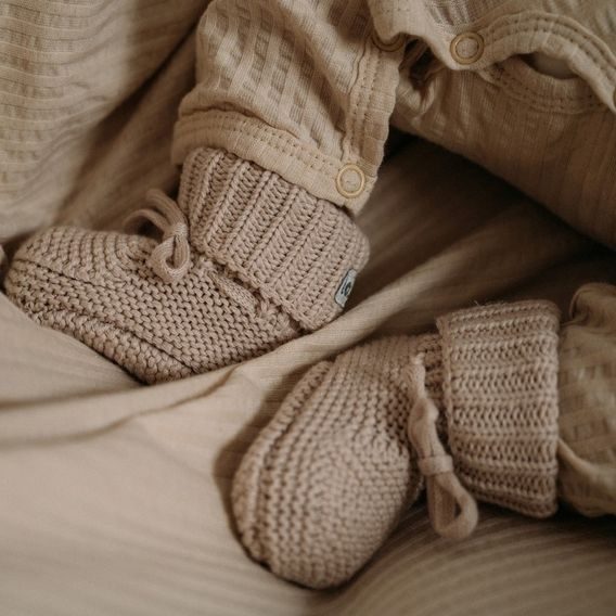 LODGER Capáčky 0-6m Slipper Knit Birch