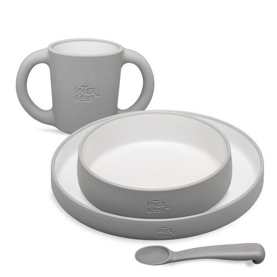 Interbaby Jídelní set 4ks ŠEDÁ
