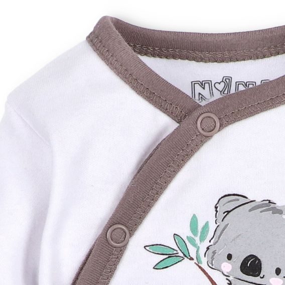 NINI Zavinovací body dlouhý rukáv Koala BÍLÉ