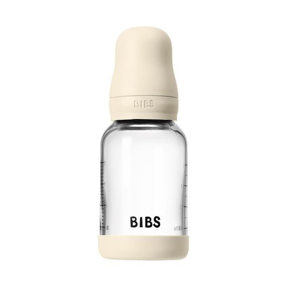 BIBS Skleněná kojenecká láhev antikoliková silikon 120ml IVORY
