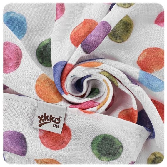 Kikko Bambusové pleny XKKO®BMB 70x70cm Digi WATERCOLOUR POLKA DOTS MIX 3ks