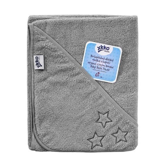 Kikko BIO bavlněná froté osuška s kapucí XKKO Organic 90x90cm SILVER STARS