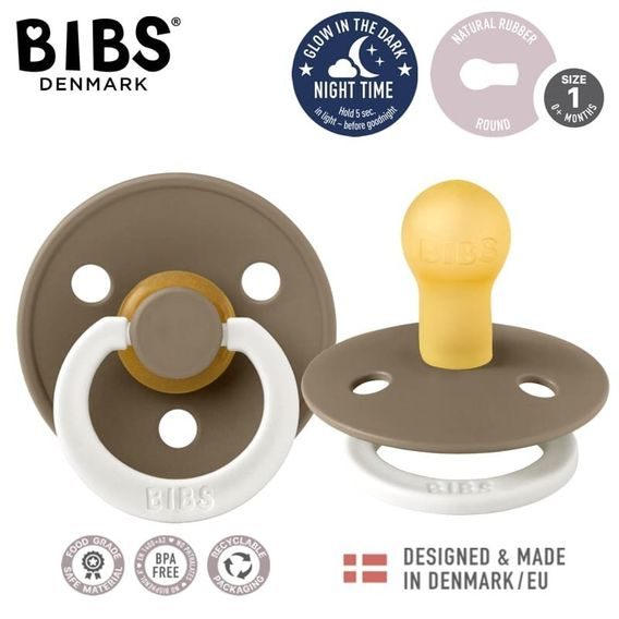BIBS Colour Night dudlík kaučuk kulatý 0-6m DARK OAK