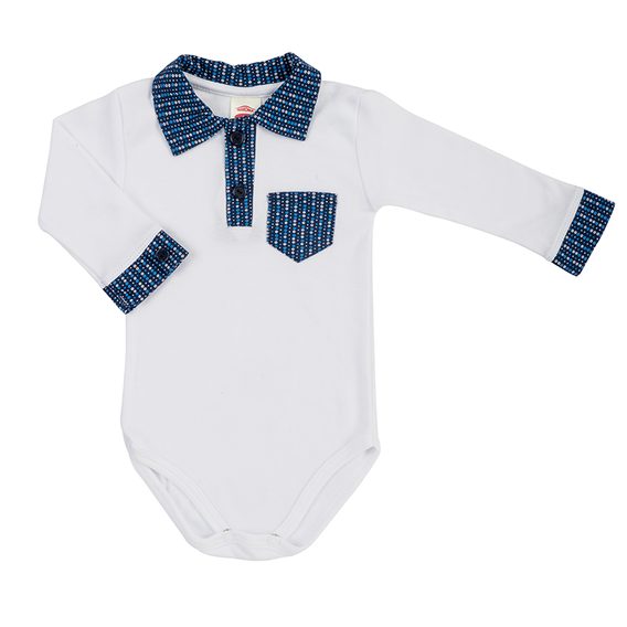 Makoma Body polo s límečkem Elegant BÍLO-MODRÉ
