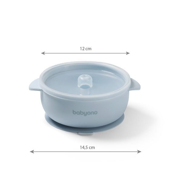 BabyOno Silikonová miska s přísavkou a víčkem MODRÁ