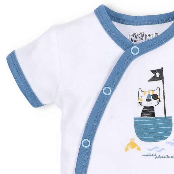 NINI Zavinovací body krátký rukáv Pirates BÍLÉ