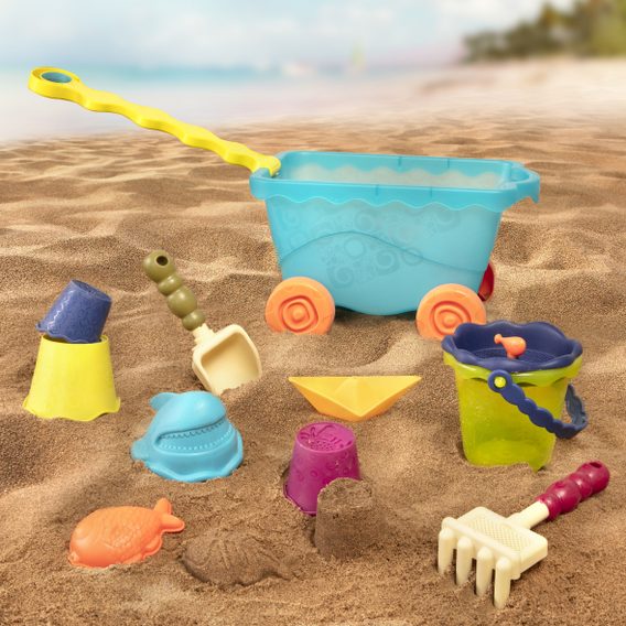 B-Toys Vozík s hračkami na písek modrý