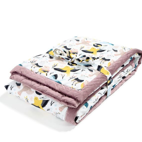 La Millou Luxusní deka Velvet-Cotton s výplní vel.XL, CUTE BIRDS - LAVENDER