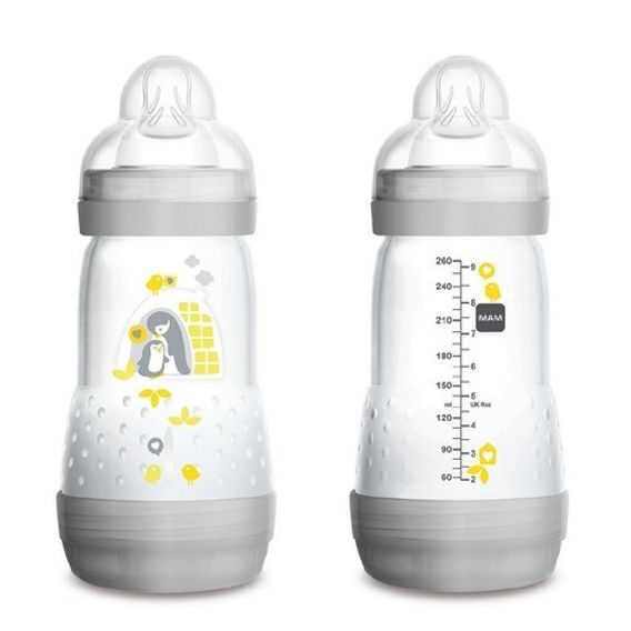 MAM Láhev samosterilizační Anti-Colic 260ml, 2m+ - ŠEDÁ