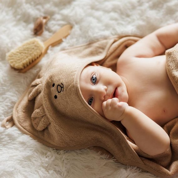 BabyOno Bambusová osuška s kapucí 100x100cm BÉŽOVÁ