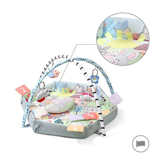 BabyOno Hrací deka s hrazdičkou FUNNY FARM