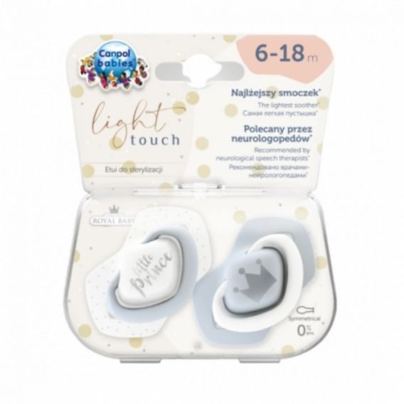 Canpol babies Dudlík 6-18m silikon symetrický 2ks Royal Baby MODRÁ