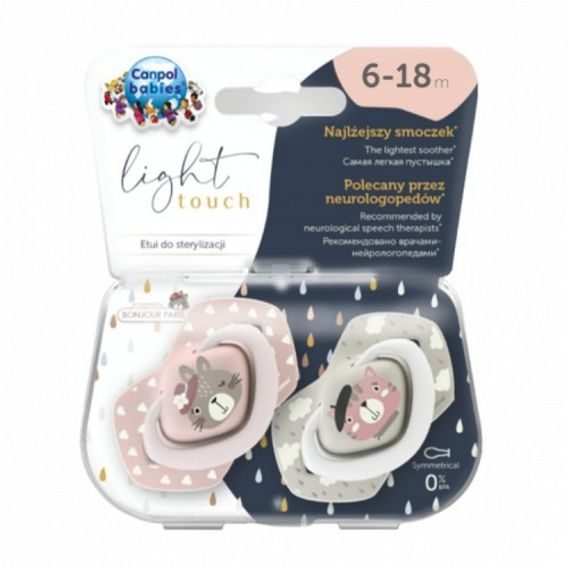 Canpol babies Dudlík 6-18m silikon symetrický 2ks Bonjour Paris RŮŽOVÁ