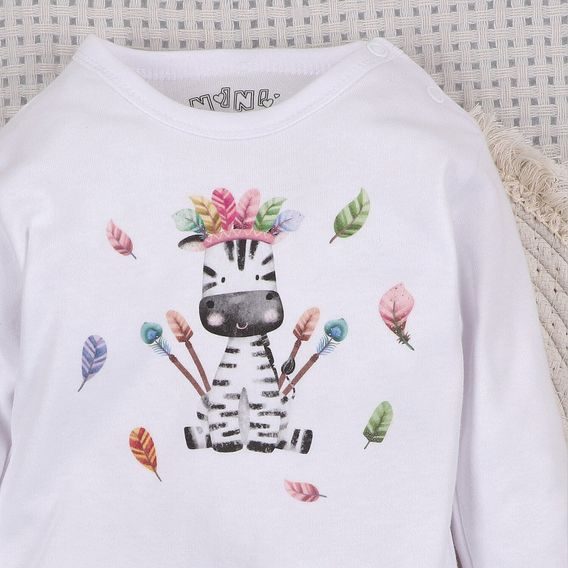 NINI Body dlouhý rukáv Zebra BÍLÉ