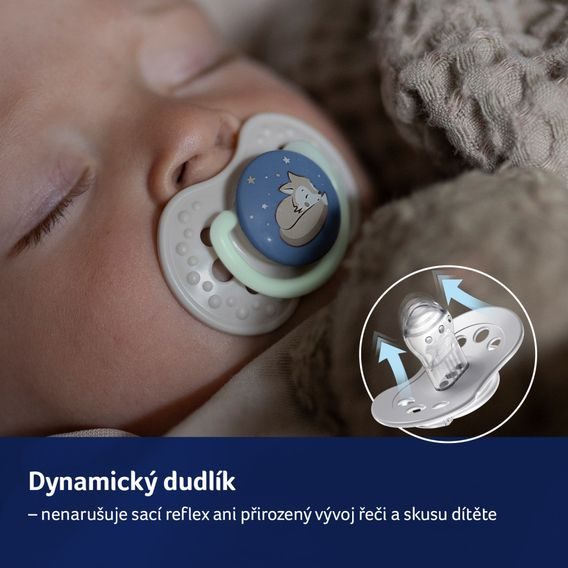 LOVI Dudlík 3-6m silikon dynamický Night&Day 2ks GIRL