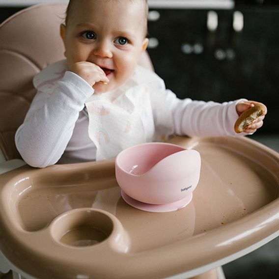BabyOno Silikonová miska s přísavkou RŮŽOVÁ