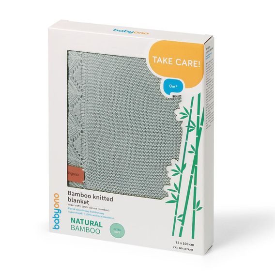 BabyOno Pletená dětská deka bambusová ozdobný lem ŠALVĚJOVÁ