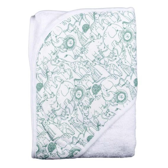 Kikko Bambusová froté osuška s kapucí XKKO BMB 90x90cm - SAFARI W/GRANITE GREEN