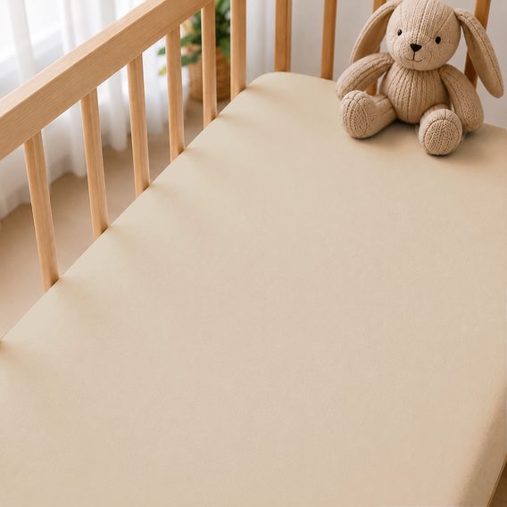 Pro Mrňousky Prostěradlo do postýlky jersey 120x60 cm BÉŽOVÉ