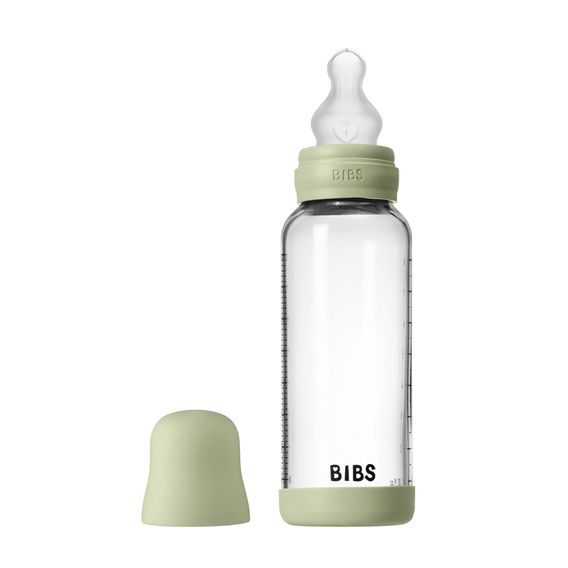BIBS Skleněná kojenecká láhev antikoliková silikon 240ml SAGE