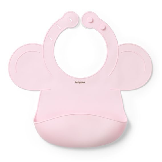 BabyOno Silikonový bryndák s kapsou RŮŽOVÝ