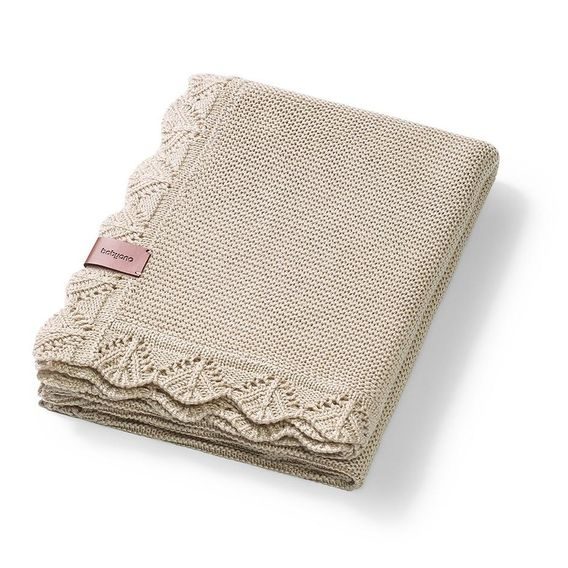 BabyOno Pletená dětská deka bambusová ozdobný lem SVĚTLE BÉŽOVÁ