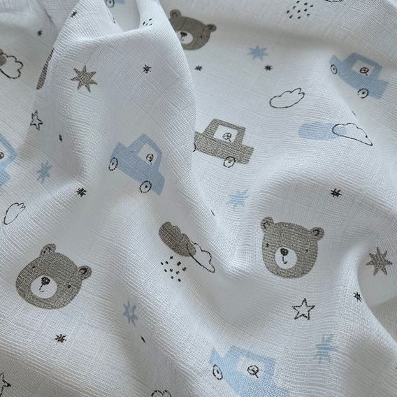 PREM Bavlněná plena s potiskem 70x70cm MÉĎA S AUTÍČKY